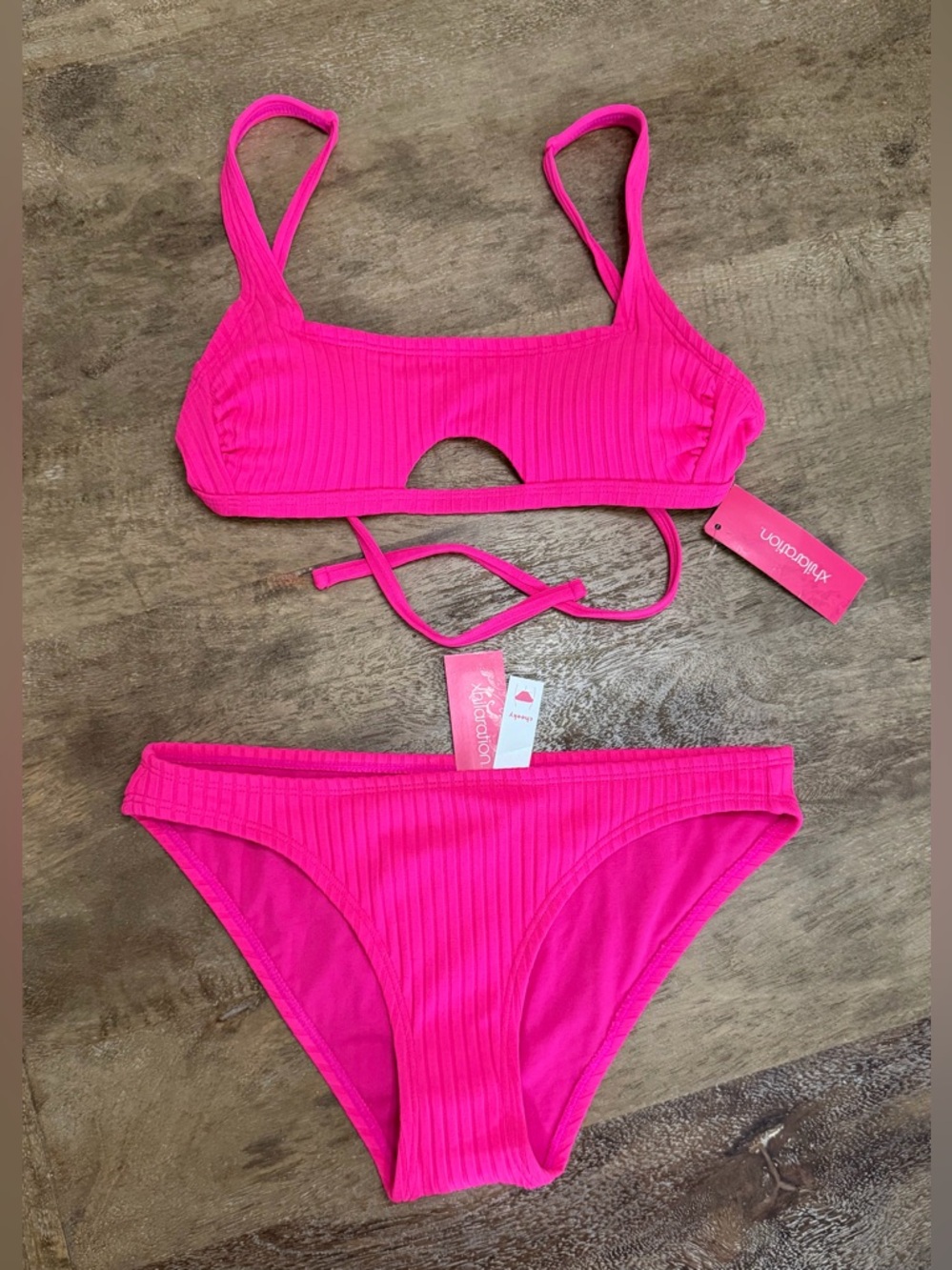 90: Xhilaration Vibrant Pink Bikini - Top XS - Bottoms S
